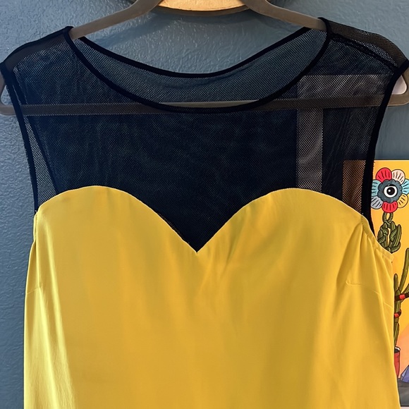 Cynthia Vincent 🖤💛 Like new silk and mesh bustier inspired tank - Picture 2 of 7